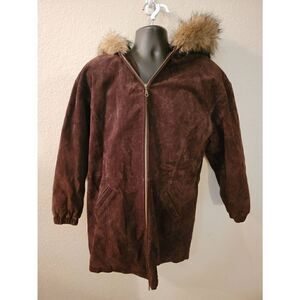 Vintage Adventure bound by Wilson's leather winter coat with fur lined hood size